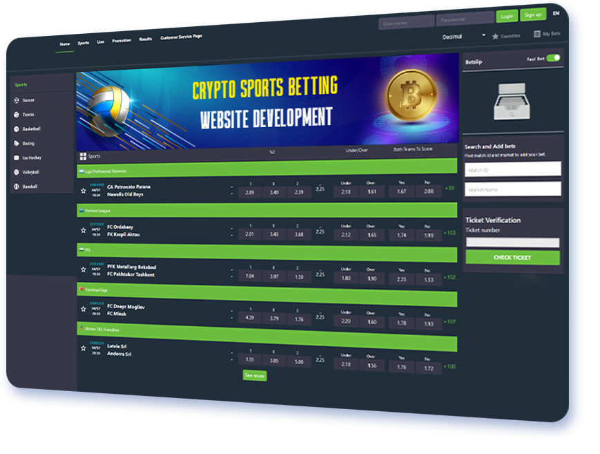 Crypto sports betting website development