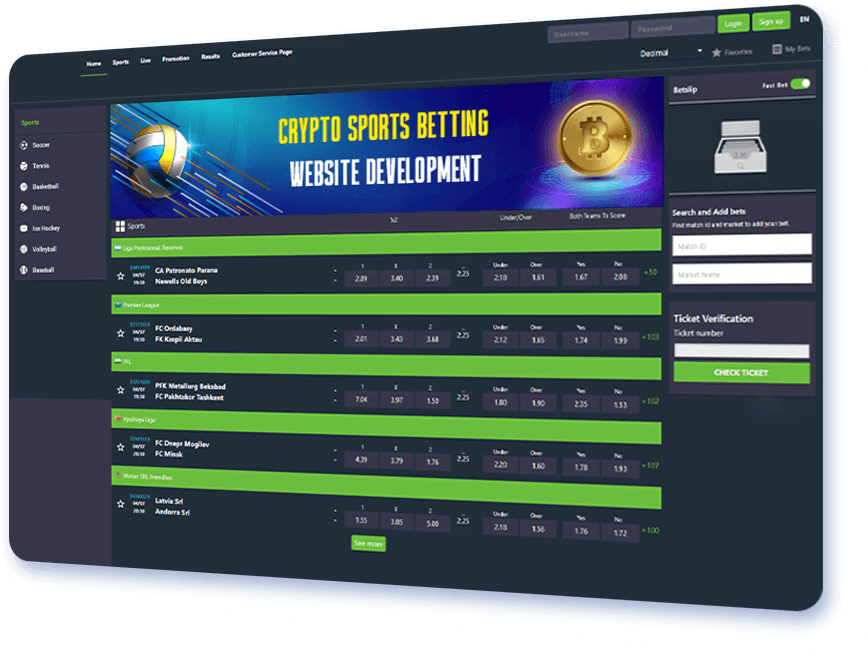 Crypto sports betting website development