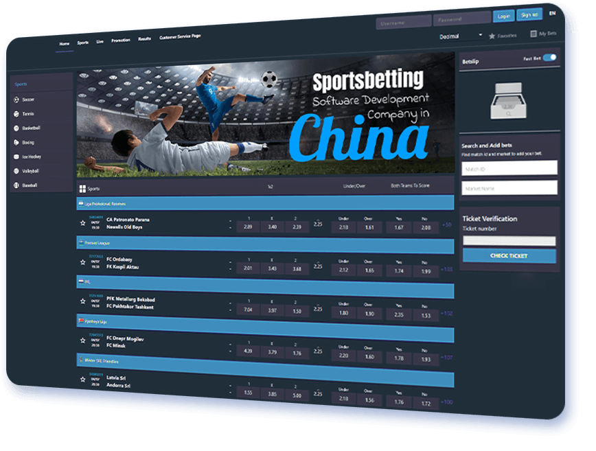 sportsbetting software development company in China