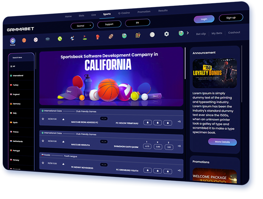 Sports betting software development company in California