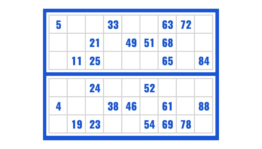 90 Ball Bingo Game Card