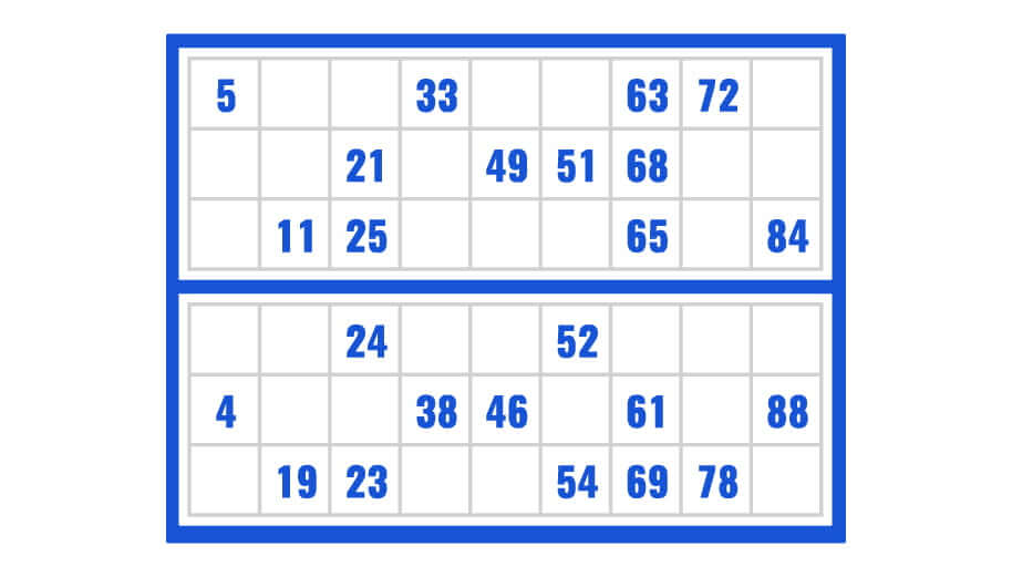 90 Ball Bingo Game Card