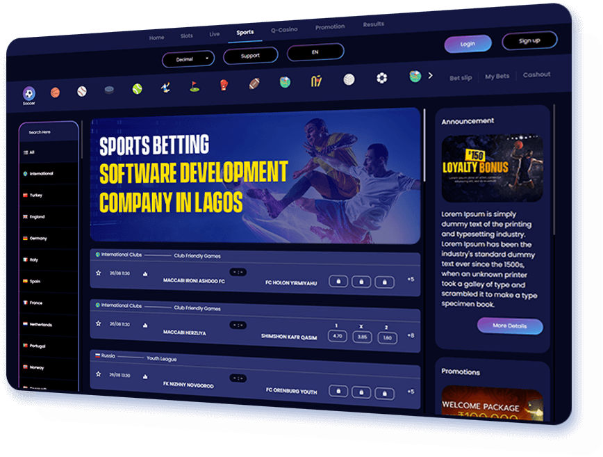 Sports betting software development company in Lagos